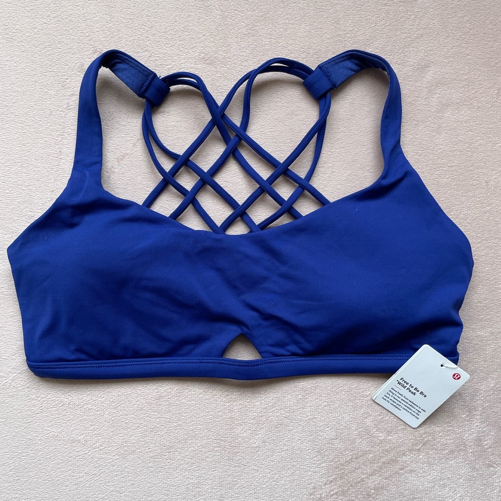 Lululemon Free to Be Bra *Wild Peak Sz 8 LARK Larkspur NWT